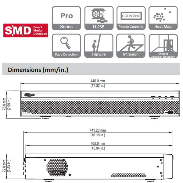 Dahua / 32-Channel / 12MP / Dual NIC NVR / 4 SATA /  4 TB HDD / DH-N54B5N4