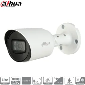 Dahua / HDCVI / 2MP / Bullet Camera / Fixed / 2.8mm Lens / Outdoor / IP67 / 30m Smart IR / Starlight / Built-in Microphone / 5 Year Warranty / DH-A21CF02