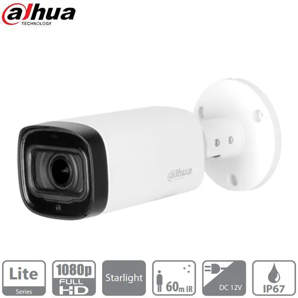 Dahua / HDCVI / 2MP / Bullet Camera / Motorized Varifocal / 2.7-12mm Lens / Outdoor / IP67 / 60m Smart IR / Starlight / 5 Year Warranty / DH-A21CC0Z