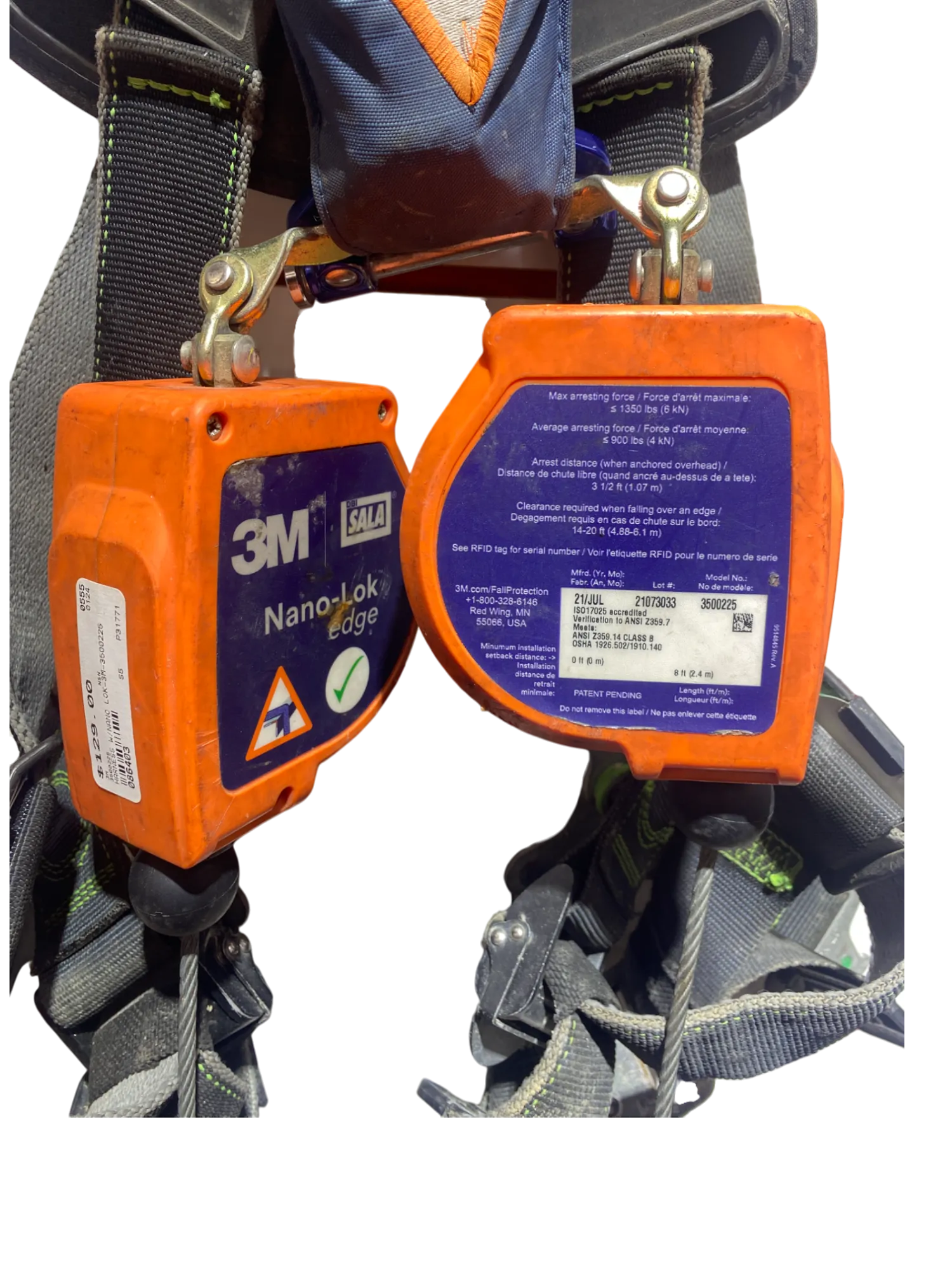 DBI SALA 3500225 Twin-Leg Quick Connect 8' Self Retracting Lifeline