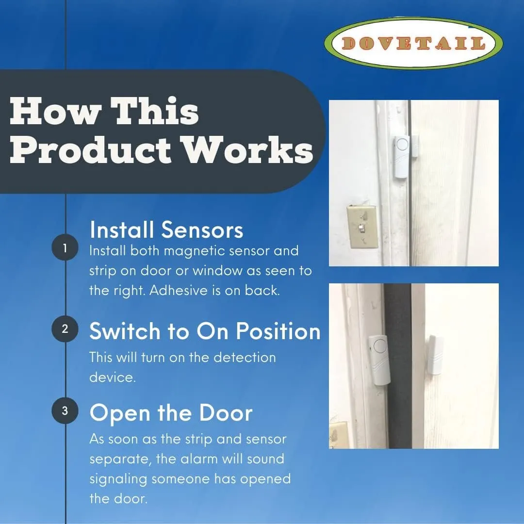 DOVE TAIL 4 Piece Door or Window Stand-Alone Wireless Alarm - H-87001-Z04-NW9