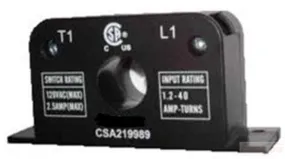FES003 AC Current Switch, 1-40Amp Self Powered, Average RMS Sensing, 2.5Amp @ 120VAC. Trip Point is fixed at 1Amp