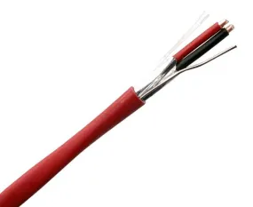 Fire Alarm Cable: FPLP Shielded Plenum - 18/2 AWG Solid Bare Copper - Red PVC Jacket - 1000 Feet