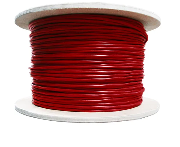 Fire Alarm Cable: FPLP Unshielded Plenum, 12/2 AWG Solid Bare Copper Conductors, Red Jacket, 1000 Feet Length