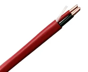 Fire Alarm Cable: FPLR Unshielded Riser - Data Grade, 16/2 AWG Solid Bare Copper Conductors, Red PVC Jacket, 1000 Feet Length