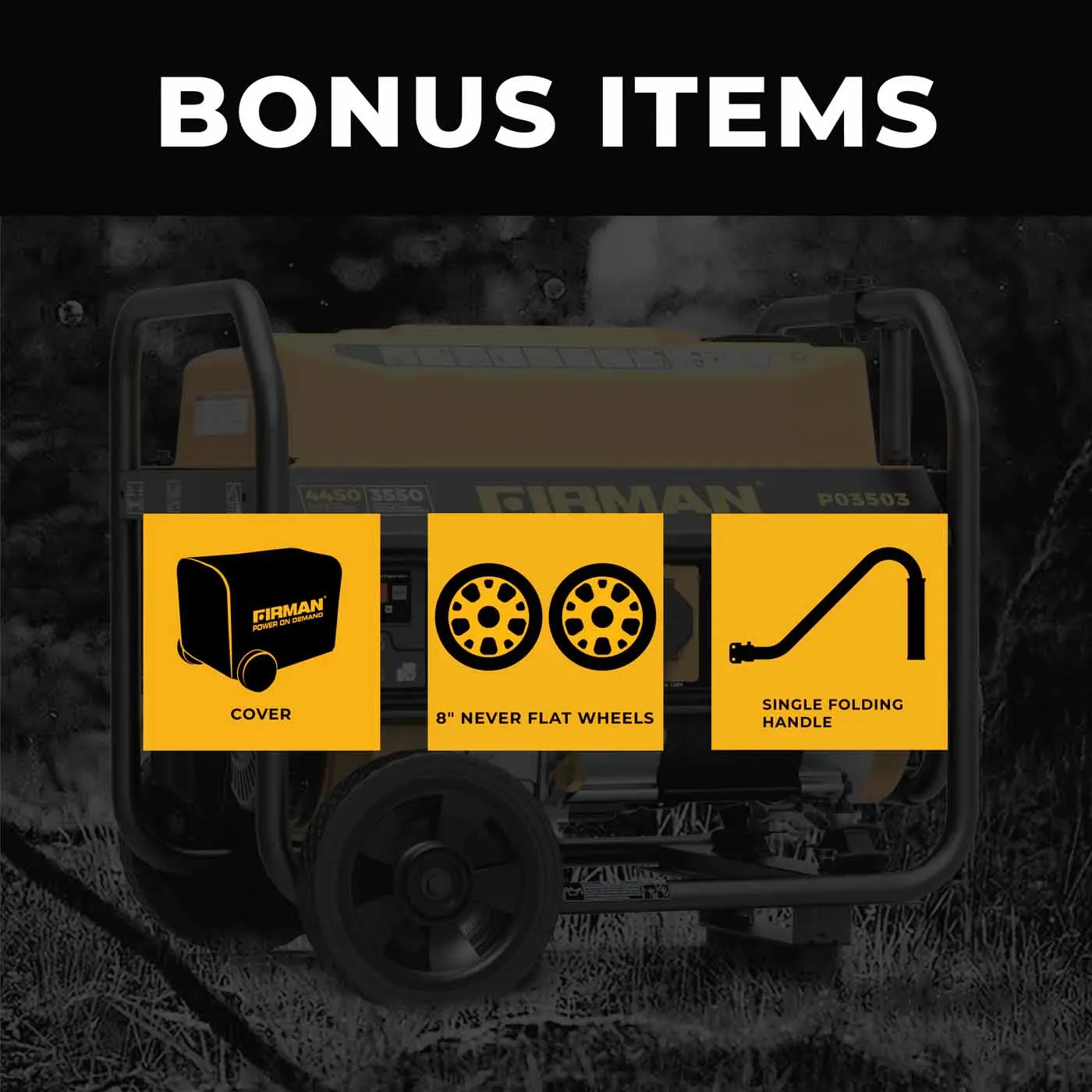 Firman P03503 Gasoline 4450W Portable Generator | Recoil Start 120V With CO Alert