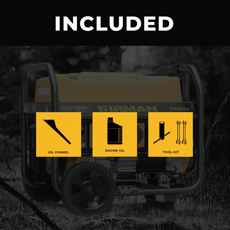 Firman P03503 Gasoline 4450W Portable Generator | Recoil Start 120V With CO Alert