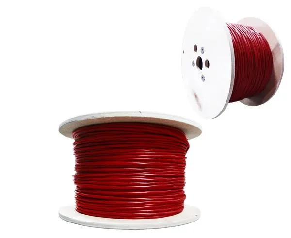 FPLP Shielded Plenum Fire Alarm Cable: 18/2 AWG Solid Bare Copper Conductors, Red PVC Jacket, 1000ft Length