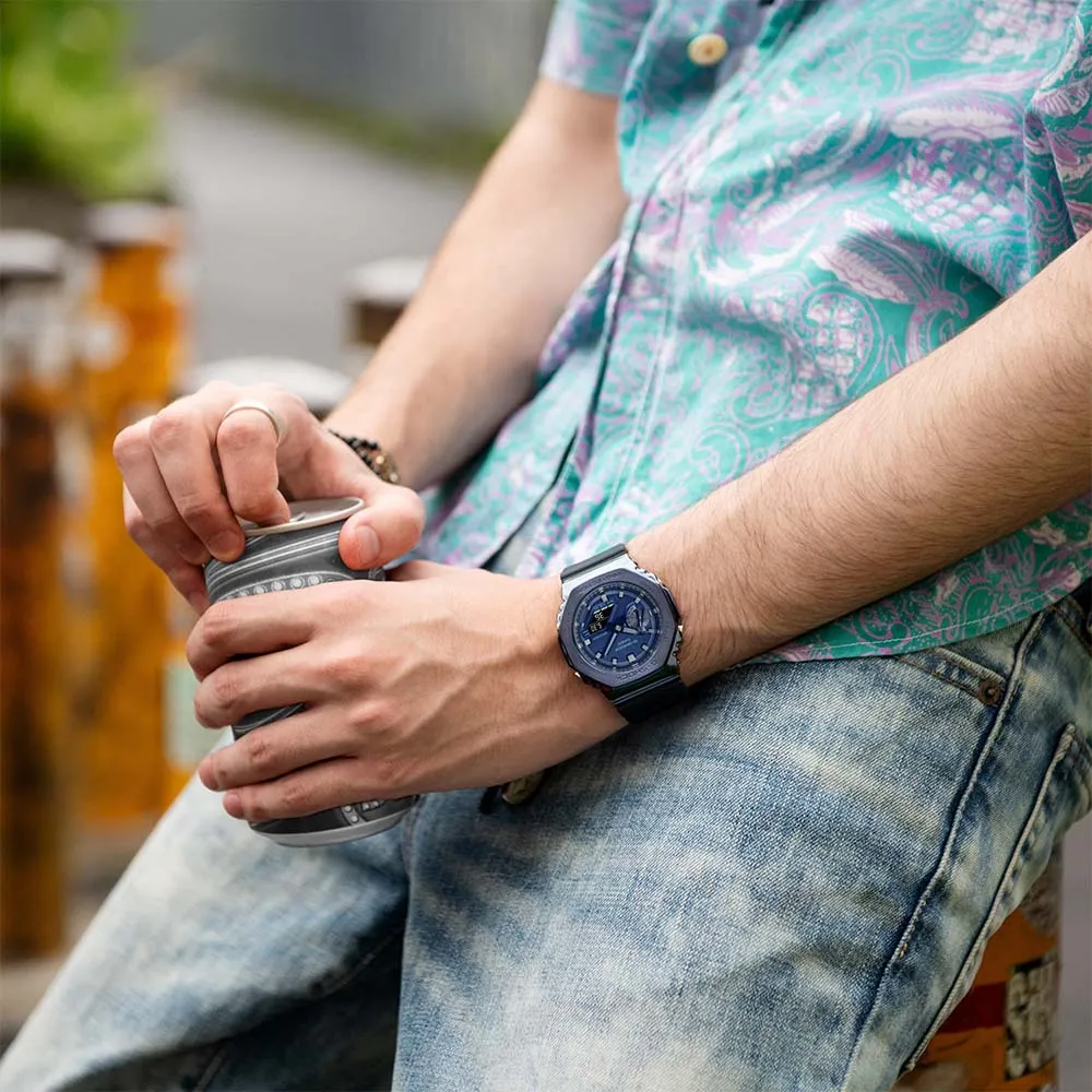 Blue Metal-Covered G-Shock GM2100N-2A CasiOak - Enhanced Title
