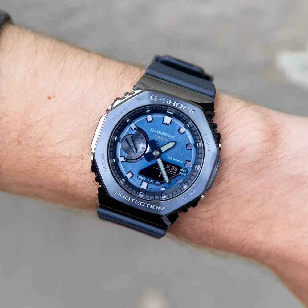 Blue Metal-Covered G-Shock GM2100N-2A CasiOak - Enhanced Title
