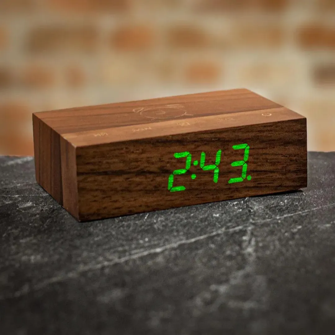Gingko Design Flip Click Clock Walnut