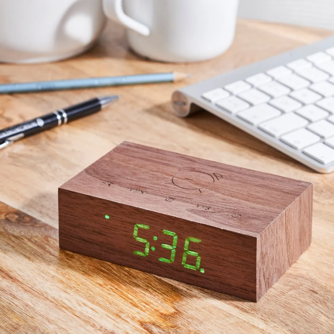 Gingko Design Flip Click Clock Walnut