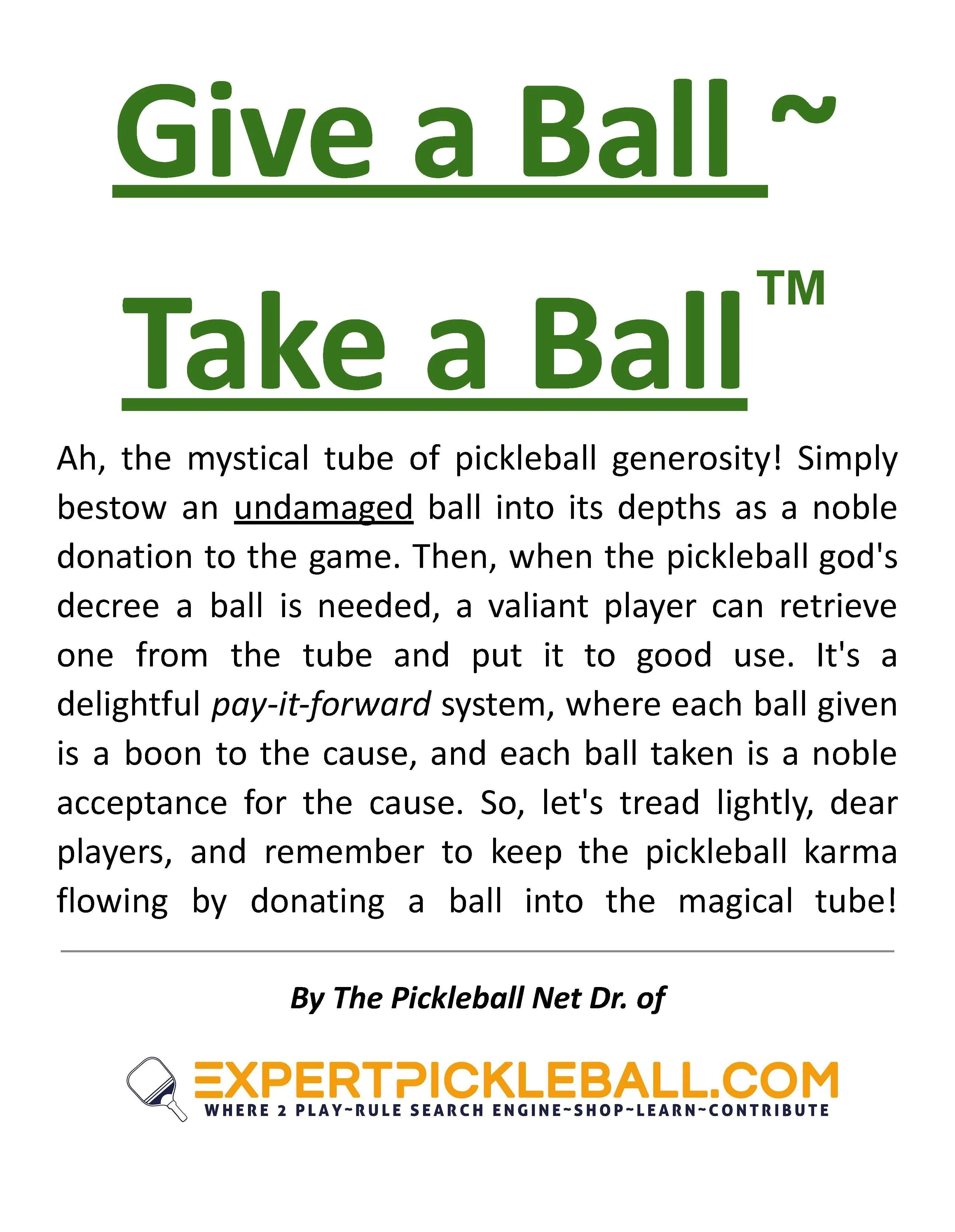 Give a Ball~Take a Ball™ System