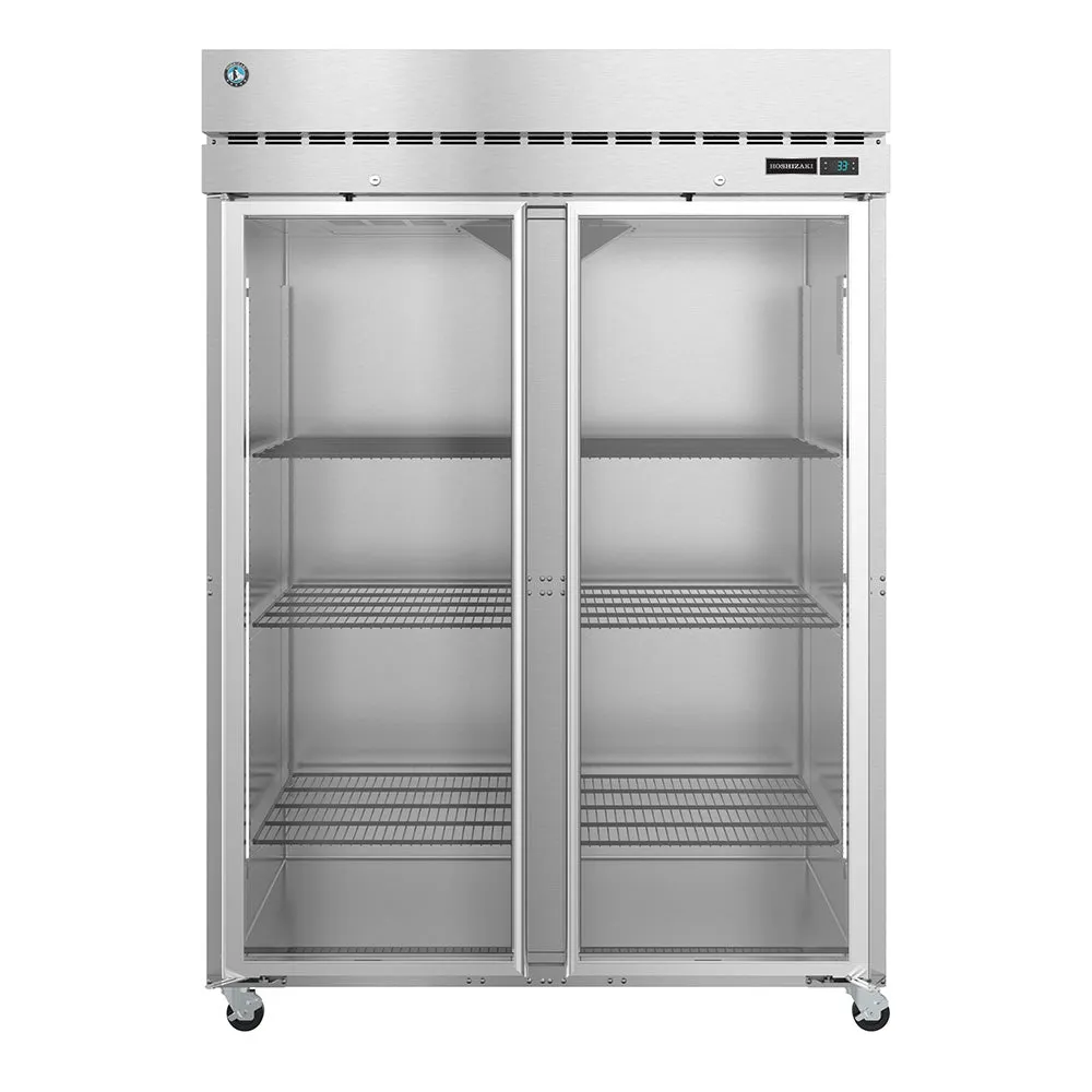 Hoshizaki R2A-FG 55" Steelheart Series Stainless Steel Two Section Reach In Refrigerator, 2 Left/Right Hinge Glass Doors, 115v