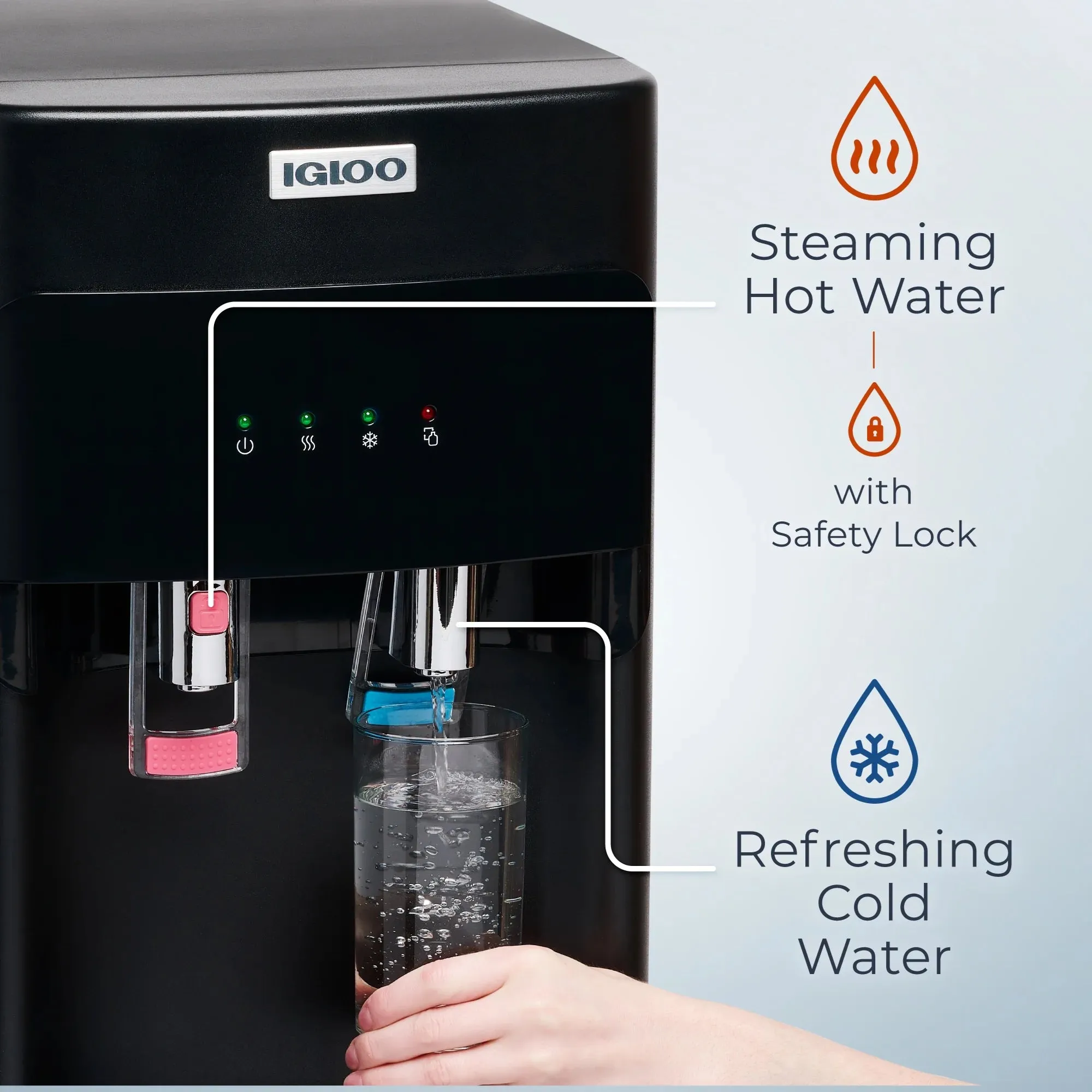 Igloo IWCBL352CHBK 3 & 5 Gallon Bottom Load Hot & Cold Water Dispenser, Black