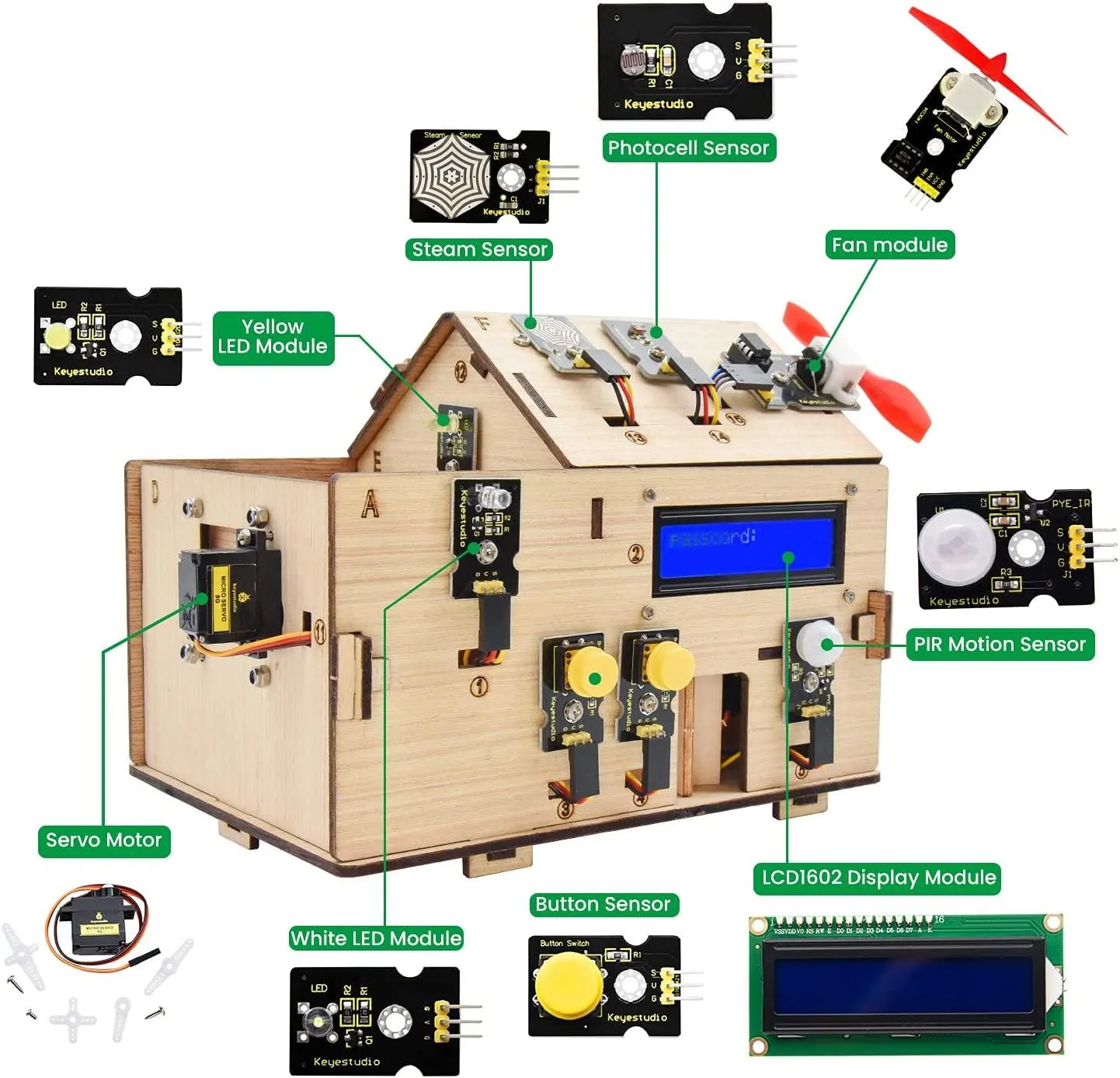 KEYESTUDIO Smart Home Starter Kit for Arduino for Uno R3, Electronics Home Automation Coding Toys