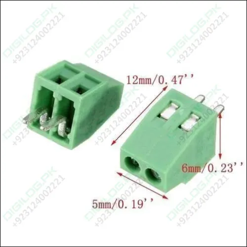 Kf 128 2p 5mm Pitch 2 Pin Pcb Screw Terminal Block Connector - Digilog Pakistan