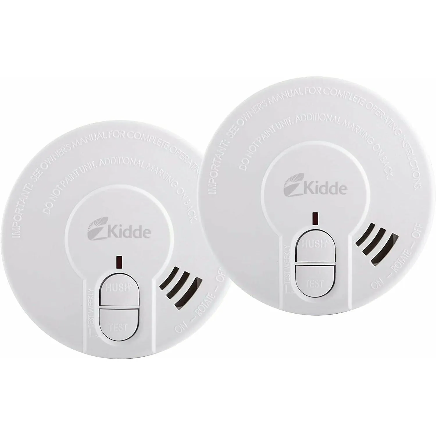 Kidde 9V Battery Powered Optical Smoke Alarm with Test & Hush Button Pack of 2 - White | FSK29HDTRB
