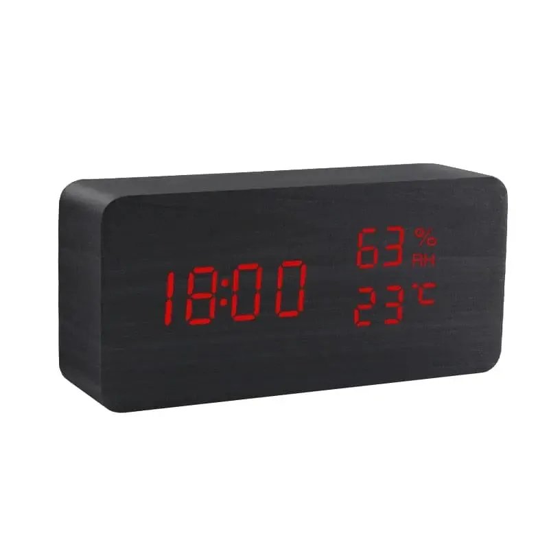 LED Alarm Clock Wooden