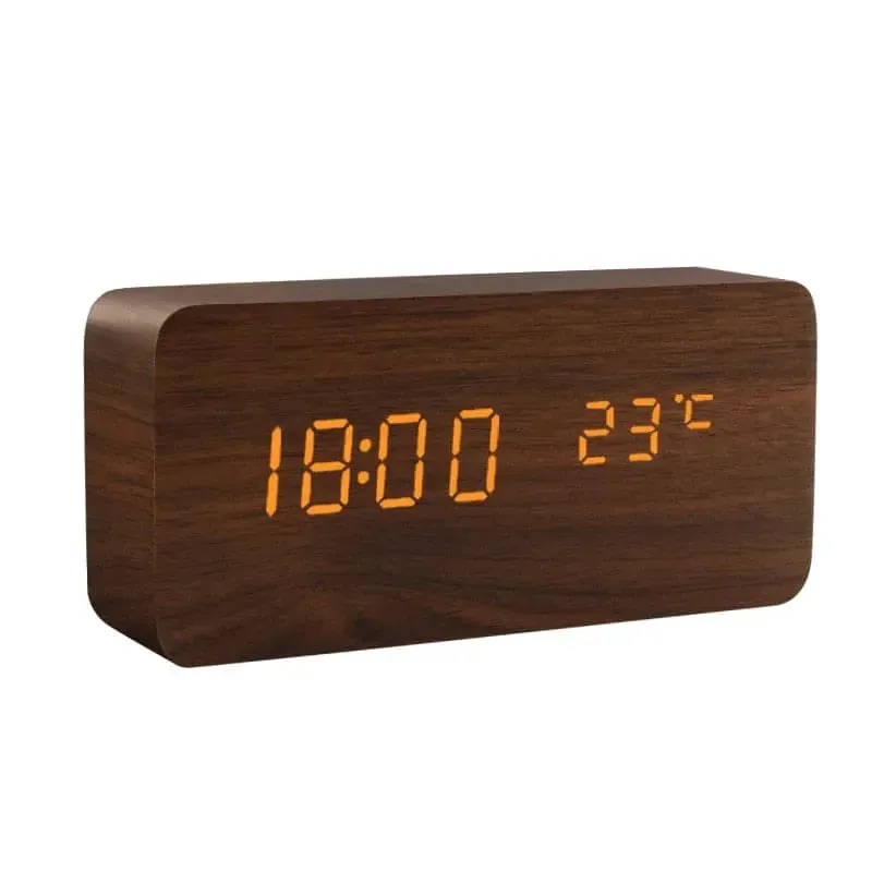 LED Alarm Clock Wooden