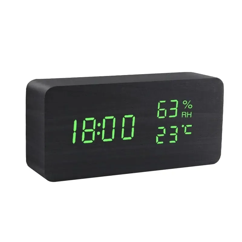 LED Alarm Clock Wooden