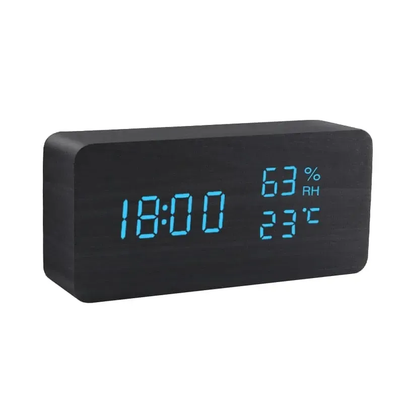 LED Alarm Clock Wooden