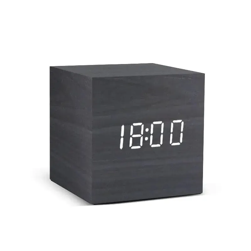 LED Alarm Clock Wooden