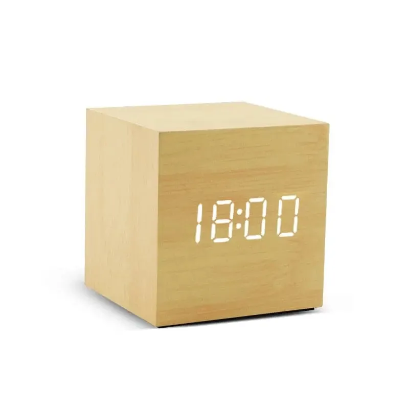 LED Alarm Clock Wooden