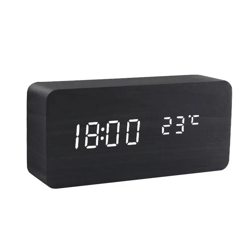 LED Alarm Clock Wooden
