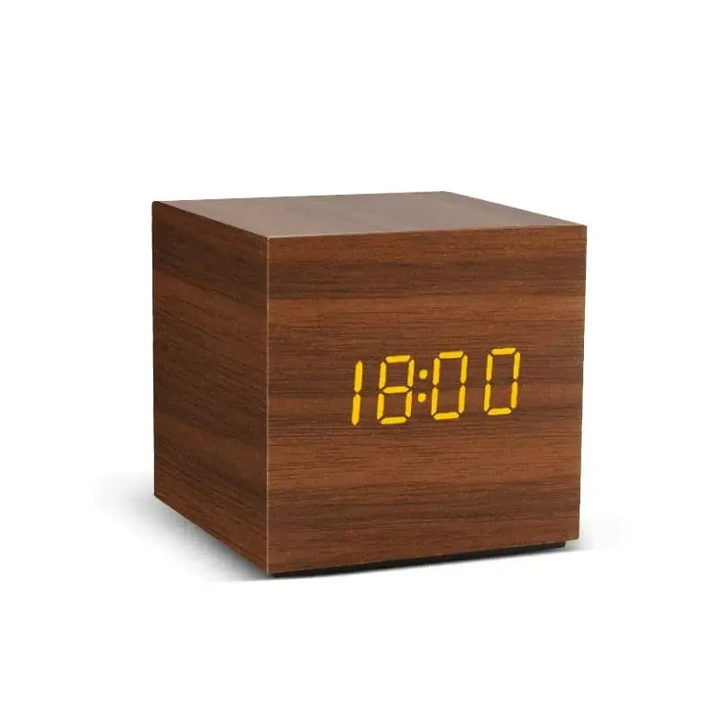 LED Alarm Clock Wooden