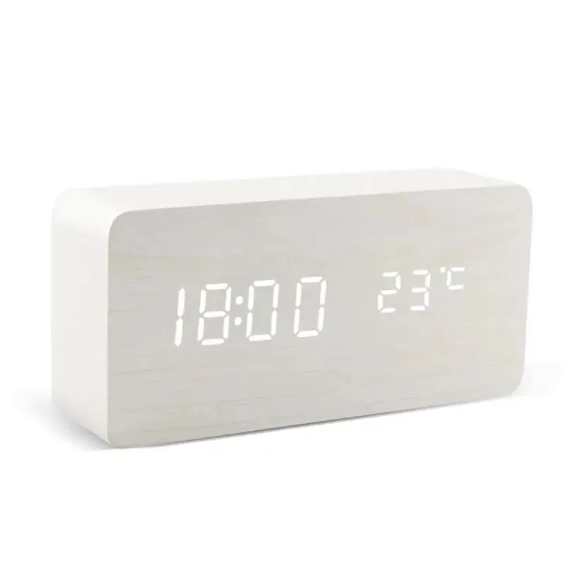 LED Alarm Clock Wooden