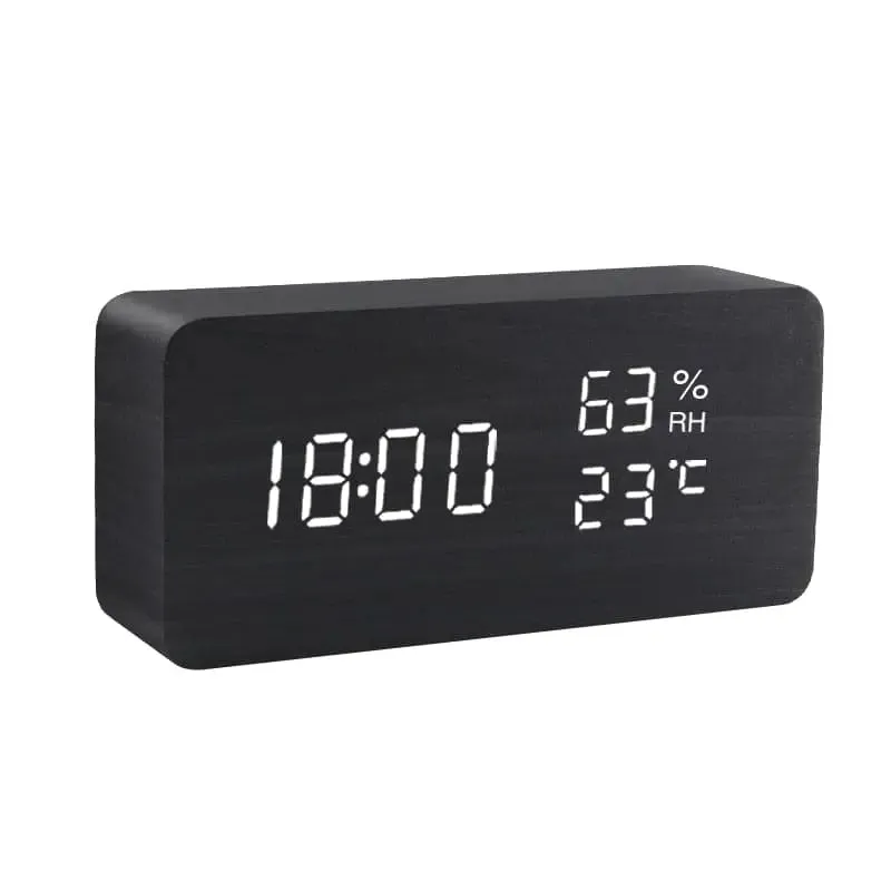 LED Alarm Clock Wooden