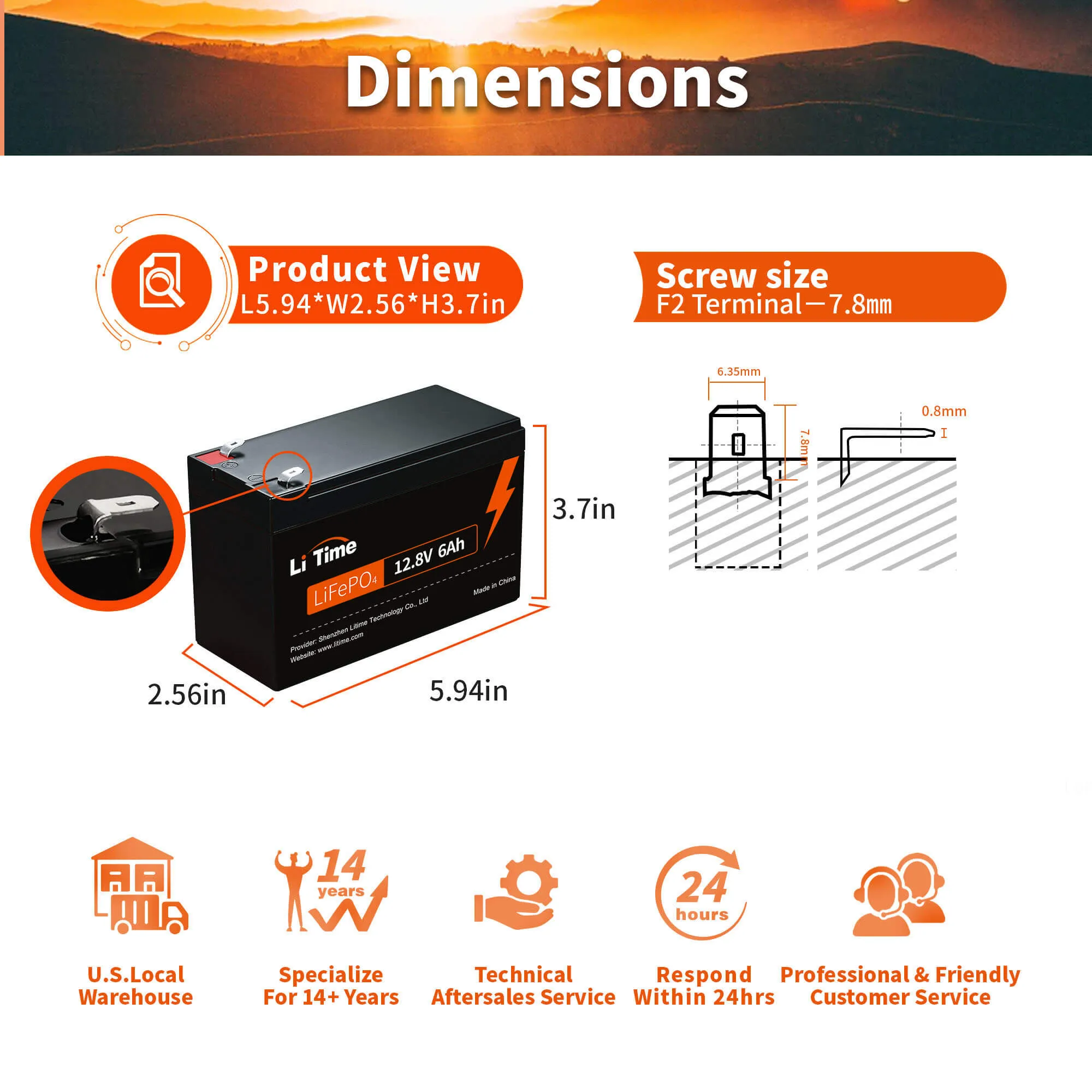 LiTime 12V 6Ah LiFePO4 Lithium Battery