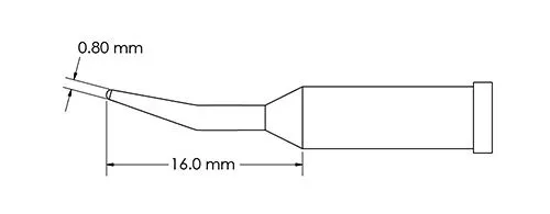 Metcal GT4-CN1608R Bent Conical Access Solder Tip, 0.8 x 16mm