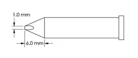 Metcal GT6-CH0010P Power 60° Sharp Conical Solder Tip, 1.0 x 6.0mm