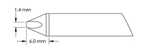 Metcal GTC-CH0014P Power 60° Chisel Solder Cartridge, 1.0 x 6.0mm