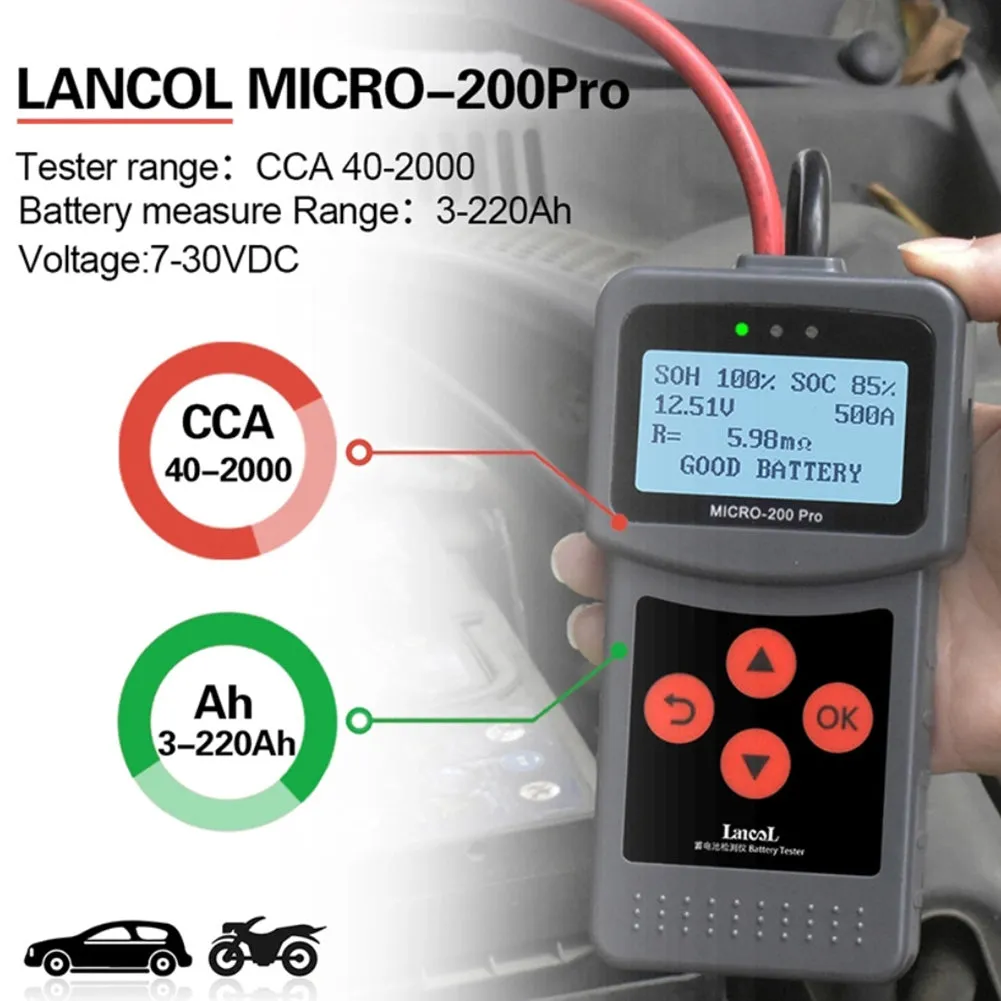 Micro-200 Pro Car Battery Tester 12V 3-220ah Battery Analyzer