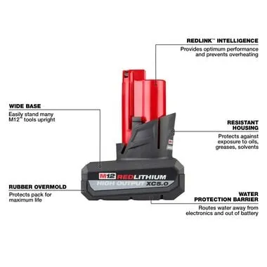 Milwaukee 48-11-2450 M12 Redlithium XC5.0 Battery Pack
