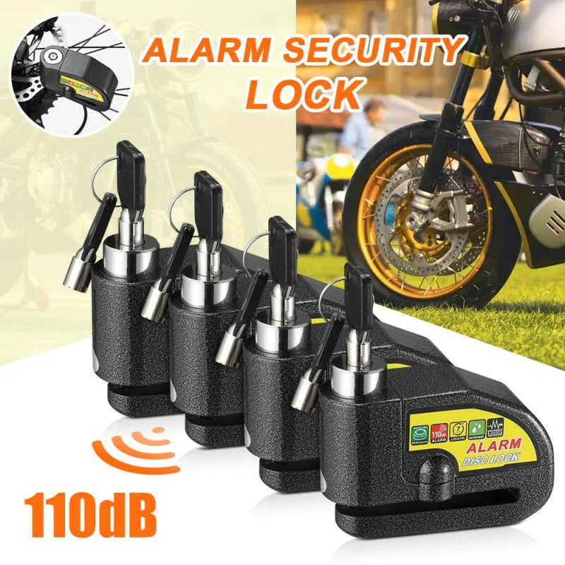 Motorcycle Bicycle Alarm Lock Scooter Bike Anti Theft Security Disc Brake Locks 110dB Loud Warning Reminder Rope Wheel Padlock