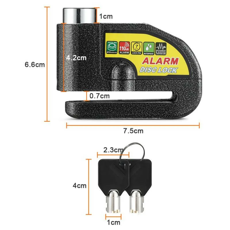 Motorcycle Bicycle Alarm Lock Scooter Bike Anti Theft Security Disc Brake Locks 110dB Loud Warning Reminder Rope Wheel Padlock