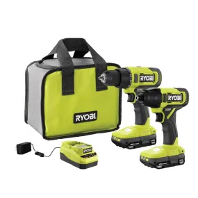 Open Box -  RYOBI ONE  18V Cordless 2-Tool Combo Kit with Drill/Driver, Impact Driver, (2) 1.5 Ah Batteries, and Charger