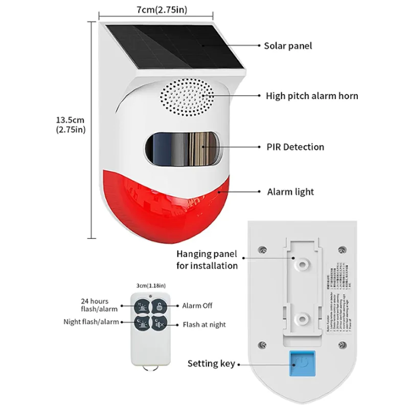 Outdoor Solar Alarm Sensor With Remote Control Q-Bj200
