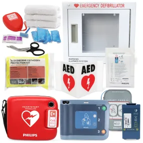 Philips HeartStart FRx Automated External Defibrillator AED Complete Lifeguard Package with Cabinet (Adults & Children)