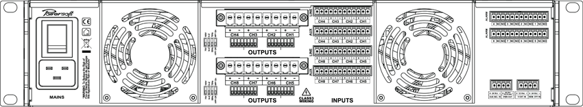 Powersoft OTTOCANALI 8K4 8-Channel Power Amplifier for Lo-Z and Hi-Z transducers