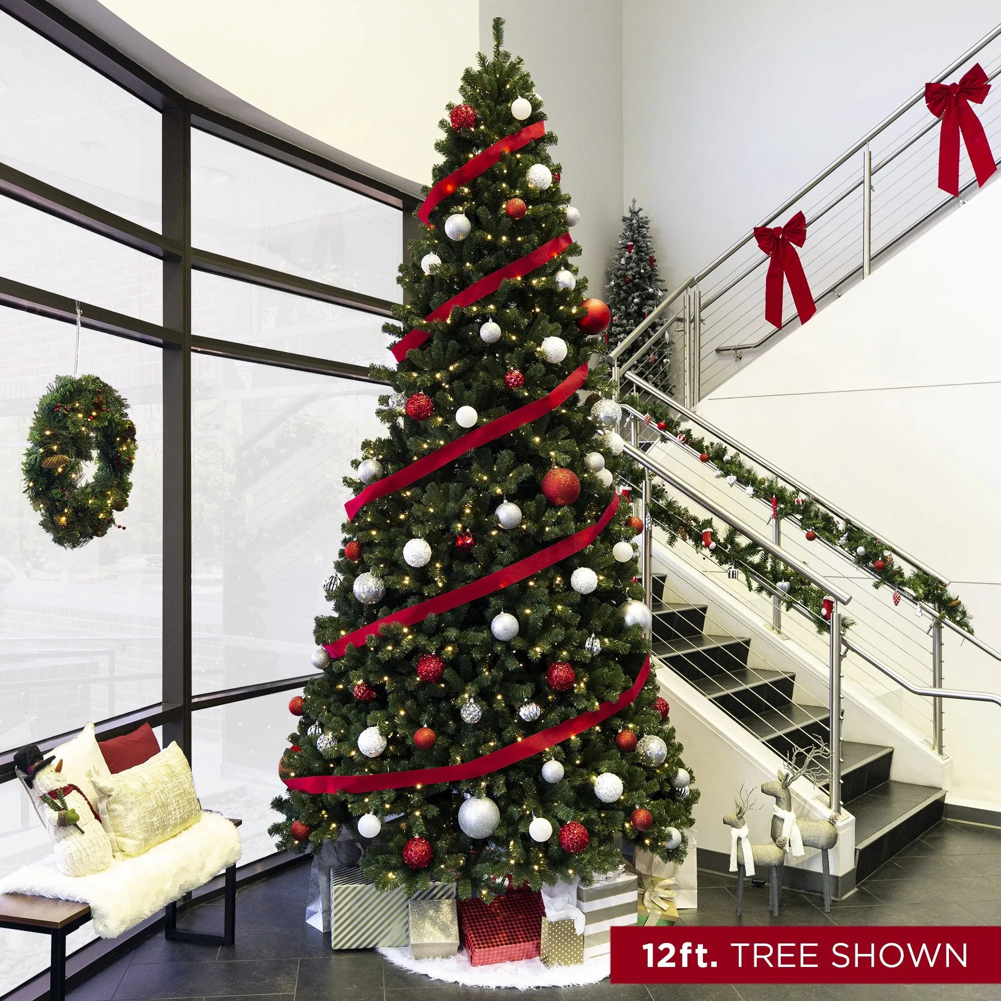 Pre-Lit Instant No Fluff Artificial Spruce Christmas Tree w/ Memory Branches