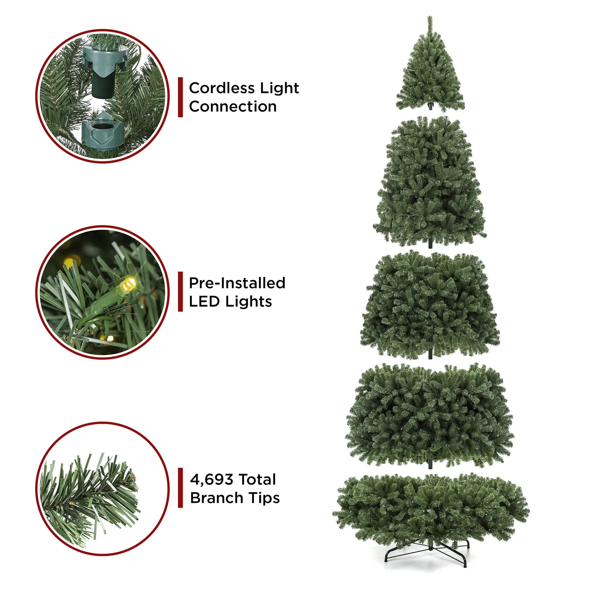Pre-Lit Instant No Fluff Artificial Spruce Christmas Tree w/ Memory Branches