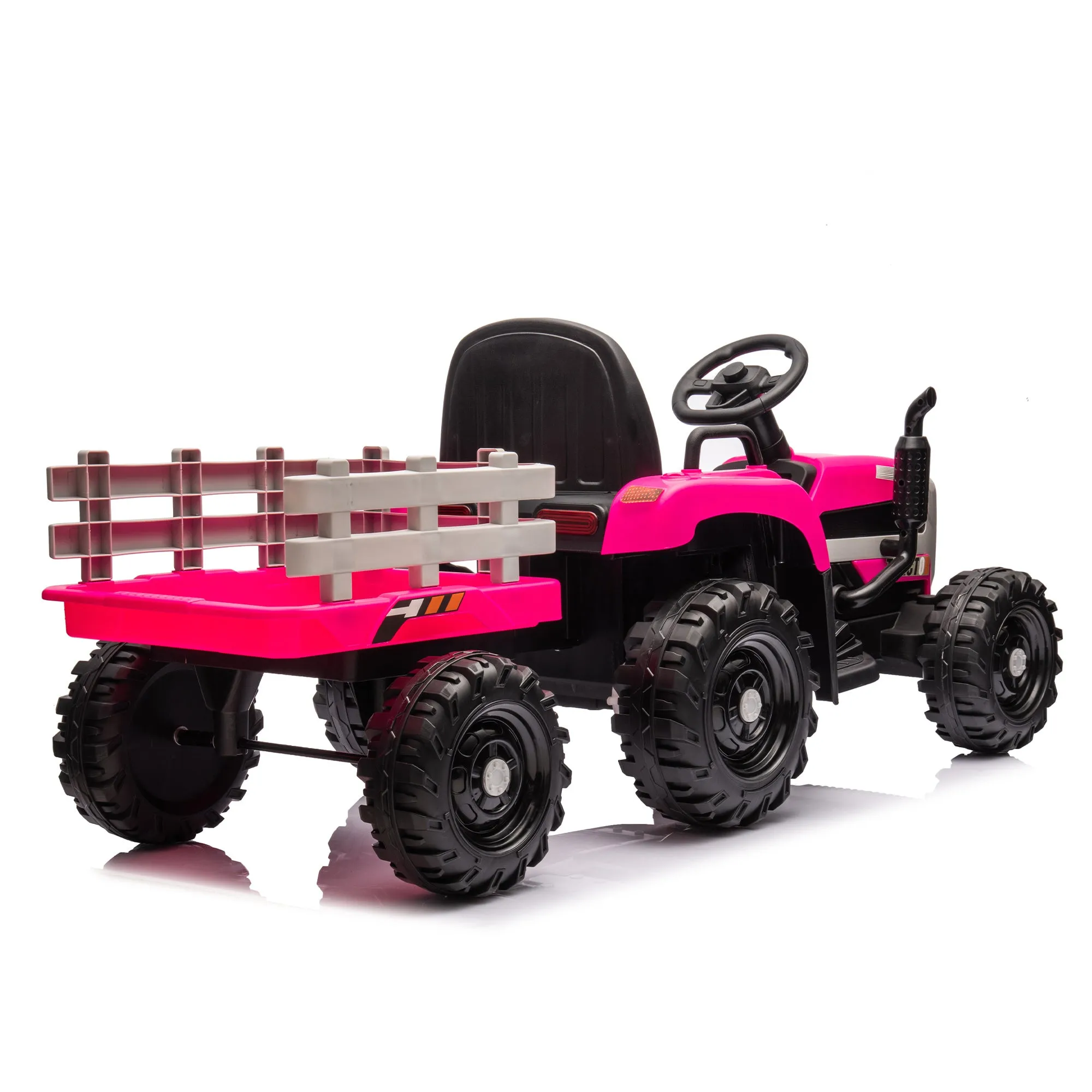 Ride on Tractor with Trailer,24V Battery Powered Electric Tractor Toy, 200w*2motor 1.86-4.97MPH/Remote Control,electric car for kids,Three speed adjustable,USB,MP3 ,Bluetooth,LED light, safety belt