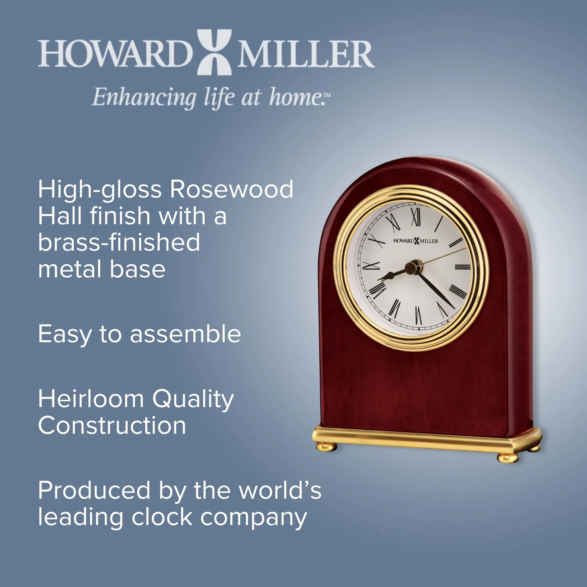 Rosewood Arch Tabletop Alarm Clock
