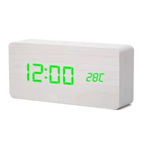 Simple Led Wooden Clock Voice-Activated Mute Digital Clock Student Desktop Electronic Clock Hotel Bedside Retro Alarm Clock