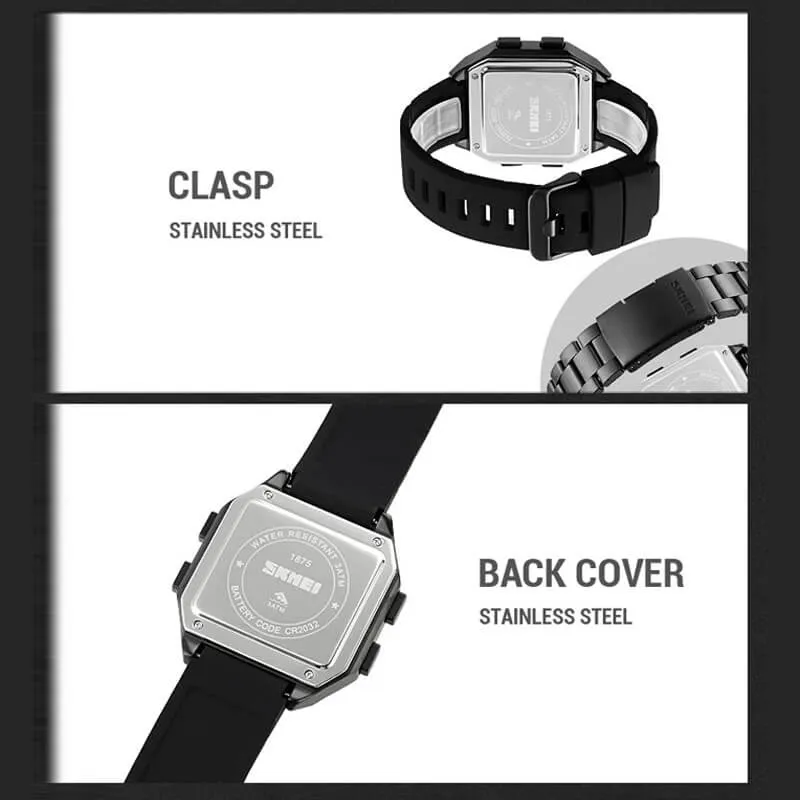 SKMEI 1875 Classic Digital LED Watch for Men w/ 3Bar Waterproof